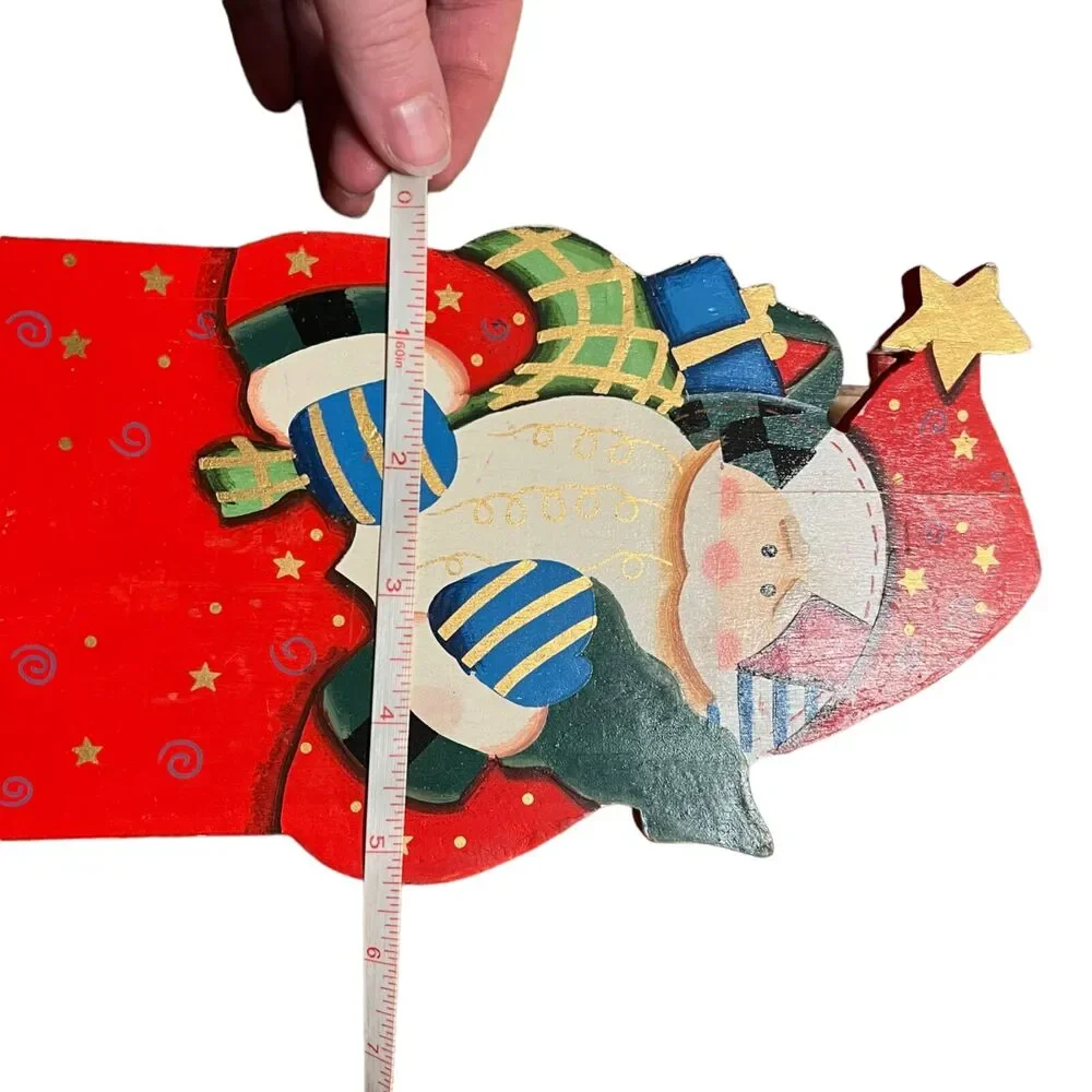 Sleigh Wall Hanging Decoration Wooden Santa Claus Christmas